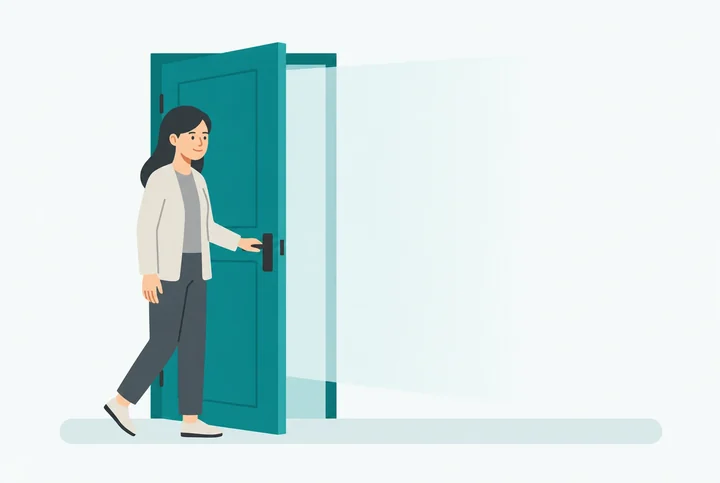 自分らしいキャリアへの一歩を踏み出す人のイラスト